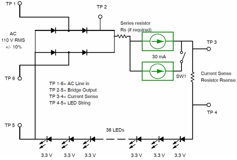 圖3:CCR用于直接交流供電LED照明應用的電路圖