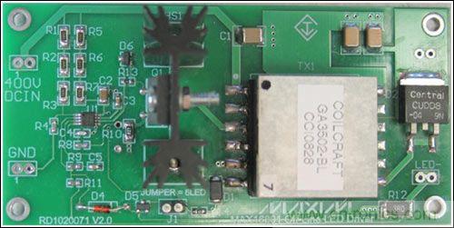 LED驅(qū)動(dòng)器參考設(shè)計(jì),1.9英寸 x 3.9英寸,雙層板