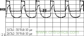 變壓器原、副邊波形(“2”為原邊,“1”為副邊)