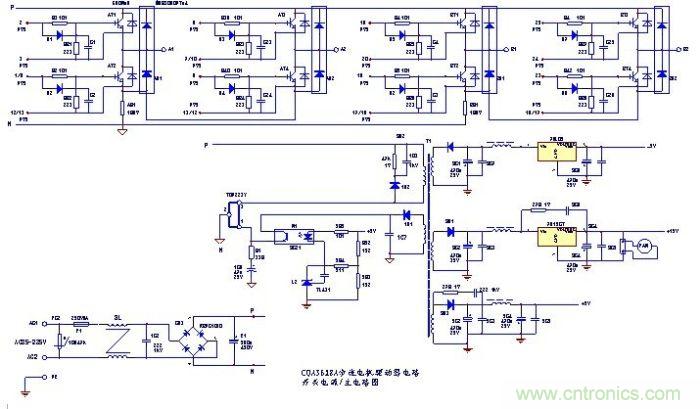 圖1:步進電機驅動的主電路和開關電源電路