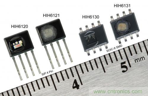 圖2:霍尼韋爾HumidIcon數字式溫濕度傳感器在單一小型封裝內集成兩大功能,能在2.3Vdc低電壓下運行