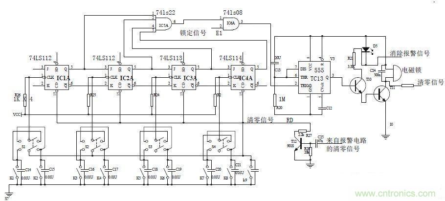 鍵盤輸入、密碼修改、密碼檢測、開鎖、執行電路