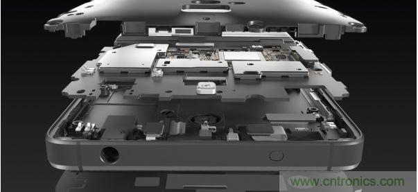 手機的內部結構,其中決定手機堅固程度的部分就是邊框與骨架