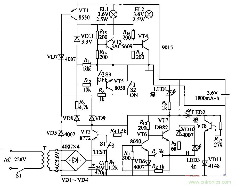 達人解析:生活中常見的消防應急燈電路