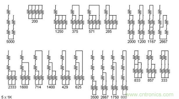 5個電阻我想出了23種組合。還有其它組合嗎?