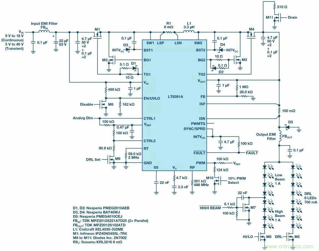 一顆芯驅動整個車前燈組，這個控制器是怎么做到滴？