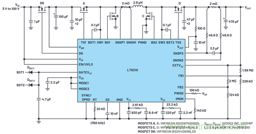 為汽車電子系統提供供電和保護，無開關噪聲，效率高達99.9%