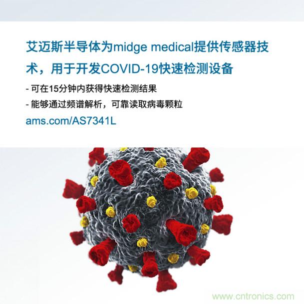 艾邁斯為midge medical提供傳感器技術,用于開發COVID-19快速檢測設備